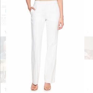 White “Logan” trousers from Banana Republic.